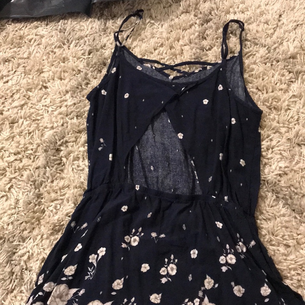 Navy Blue Flower Romper - Picture 2 of 3